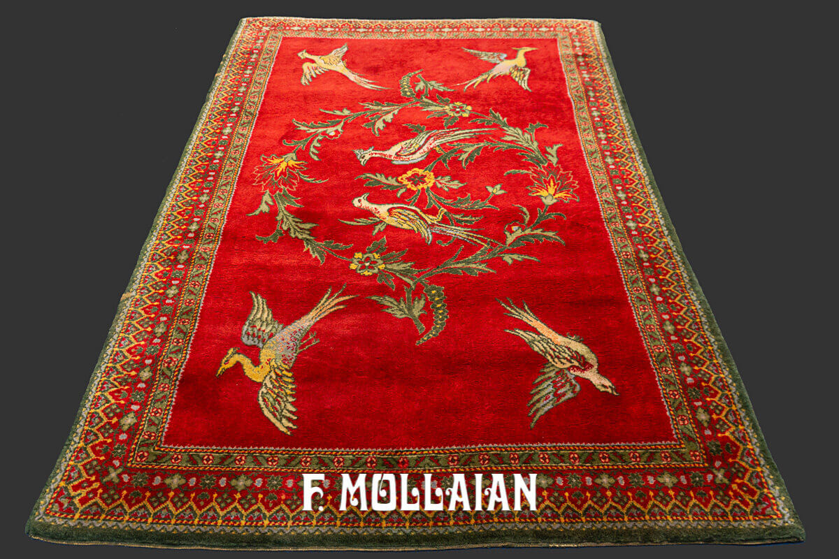 Cherry Field with Birds and Flower Rings, An European Rug n°:96823813